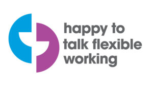 happy to talk flexible working logo